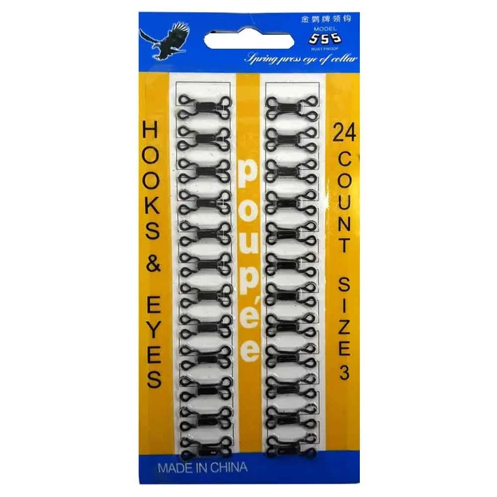 قزن قفلی سایز 3 فلزی مشکی مدل هوکس Hooks بسته 24 عددی — تصویر ۶
