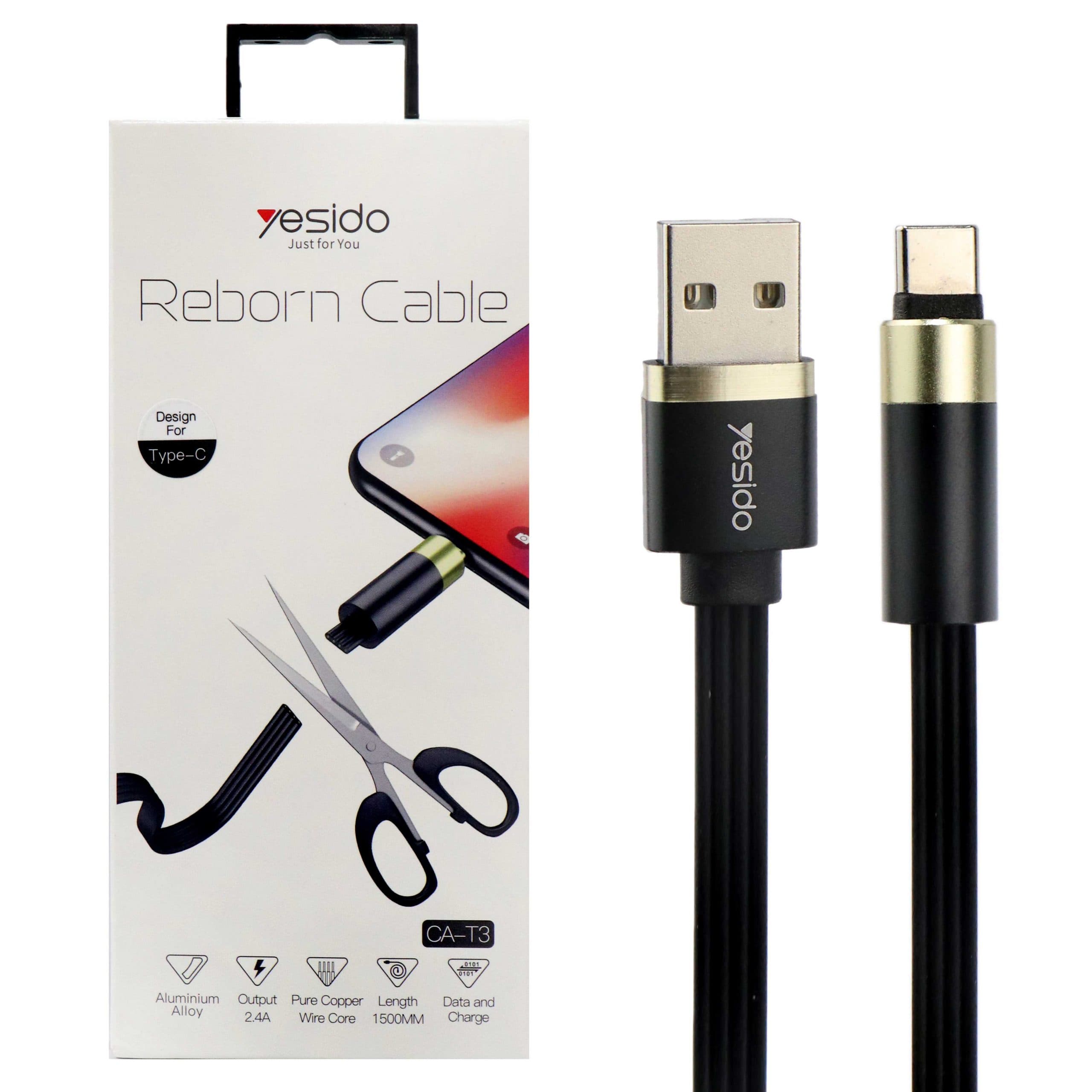 کابل تبدیل USB به USB-C یسیدو مدل CA-T3 طول 1.5 متر — تصویر ۵