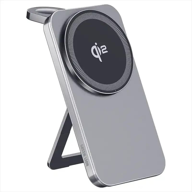 شارژر وایرلس 15 وات گرین لاین مدل GreenLion Magstand DUO Qi2