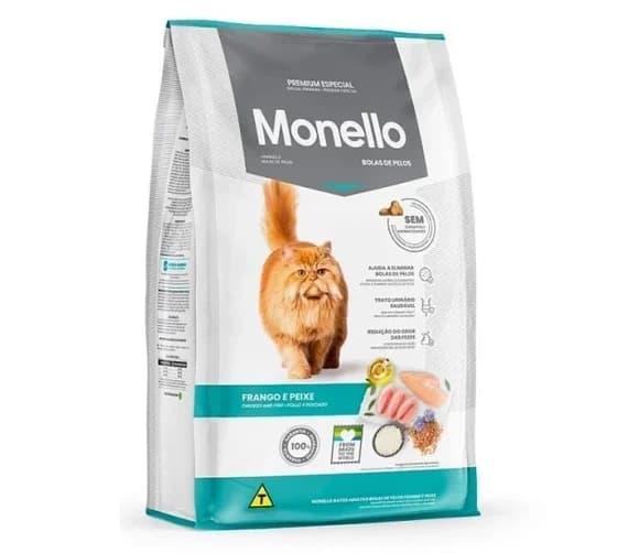 غذای خشک گربه بالغ مونلو هیربال طعم مرغ و ماهی وزن 1 کیلوگرم | monello hairball 1kg