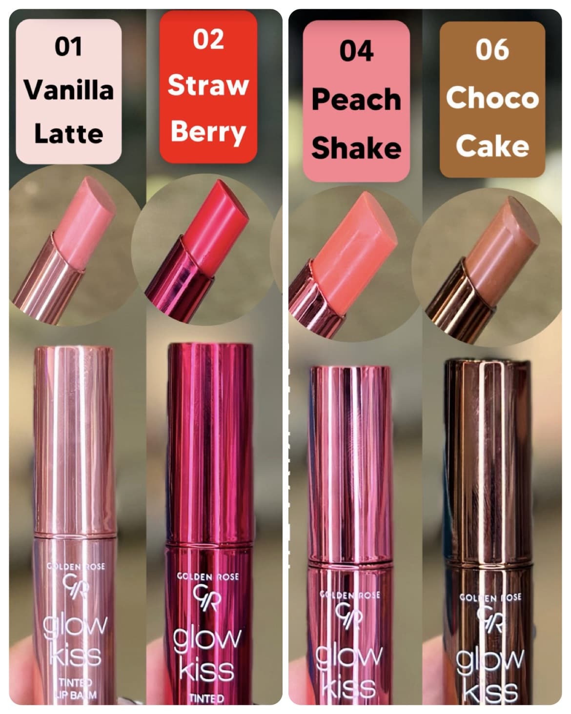 تینت بالم لب گلدن رز مدل Glow Kiss | آبرسان، نرم‌کننده و رنگ طبیعی لب — تصویر ۳