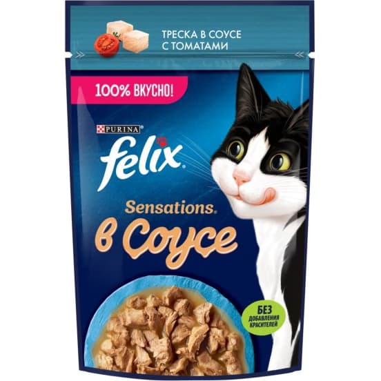 پوچ گربه فلیکس پورینا طعم ماهی قزل آلا و گوجه در سس 75 گرم (روسی) | Felix Purina Fish &amp; Tomato 85g
