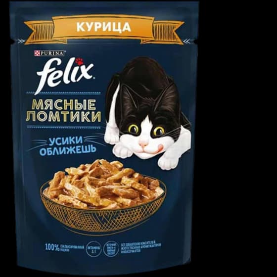 پوچ گربه فلیکس پورینا با طعم مرغ در سس 75 گرم (روسی) ا Felix junior Chicken in sauce 75g