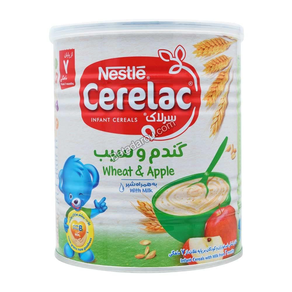 سرلاک گندم و سیب به همراه شیر نستله 400 گرم