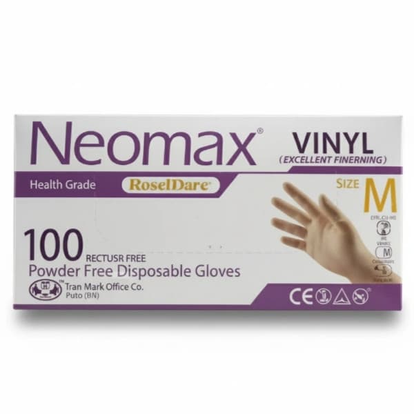 دستکش وینیل نئومکس NEOMAX حریر ایران همه سایز S،M،L،XS تعداد 100 — تصویر ۳