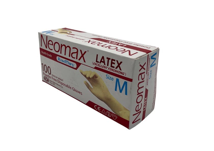 دستکش لاتکس نئومکس NEOMAX حریر ایران همه سایز S،M،L،XS تعداد 100 — تصویر ۷