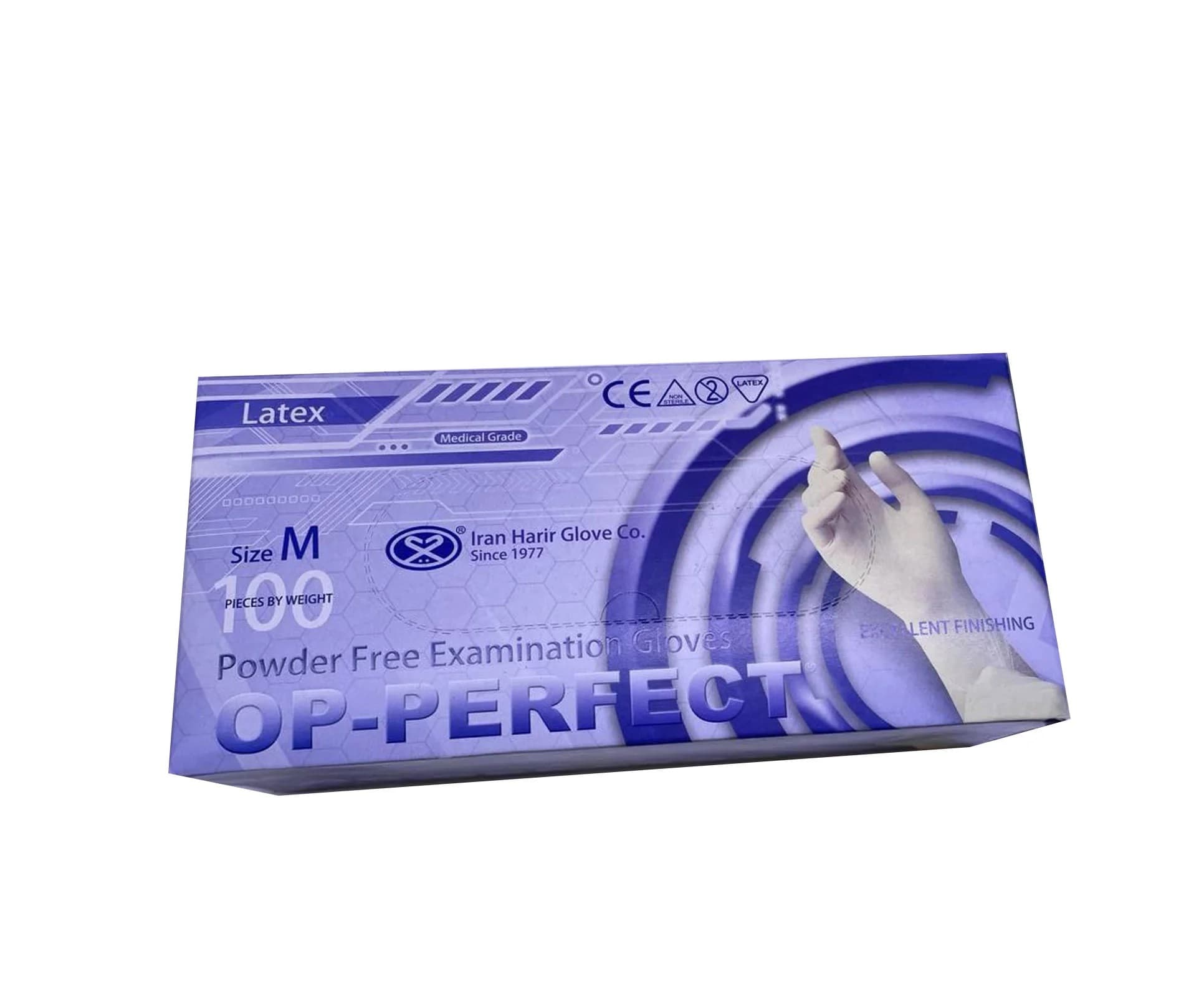 دستکش لاتکس اوپی پرفکت OP-PERFECT حریر ایران همه سایز S،M،L،XS تعداد 100 — تصویر ۴