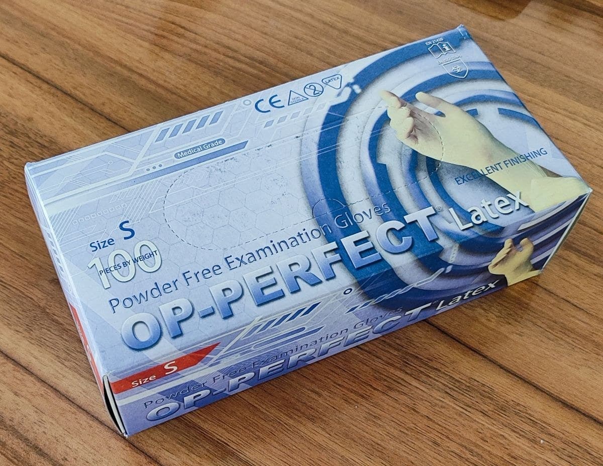 دستکش لاتکس اوپی پرفکت OP-PERFECT حریر ایران همه سایز S،M،L،XS تعداد 100 — تصویر ۵