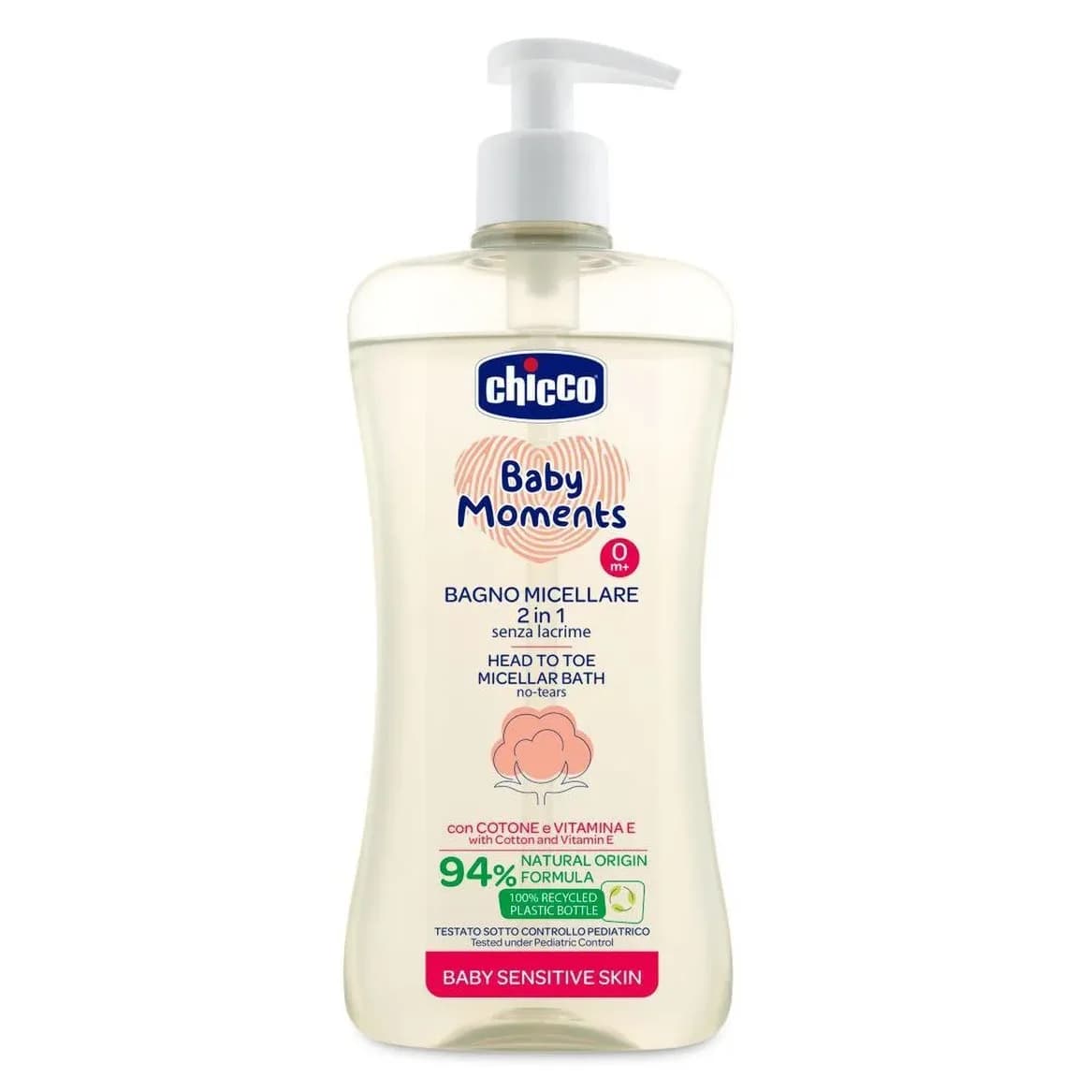 شامپو سر و بدن بچه چیکو Chicco مدل Bagno Micellare حجم 500 میل — تصویر ۲
