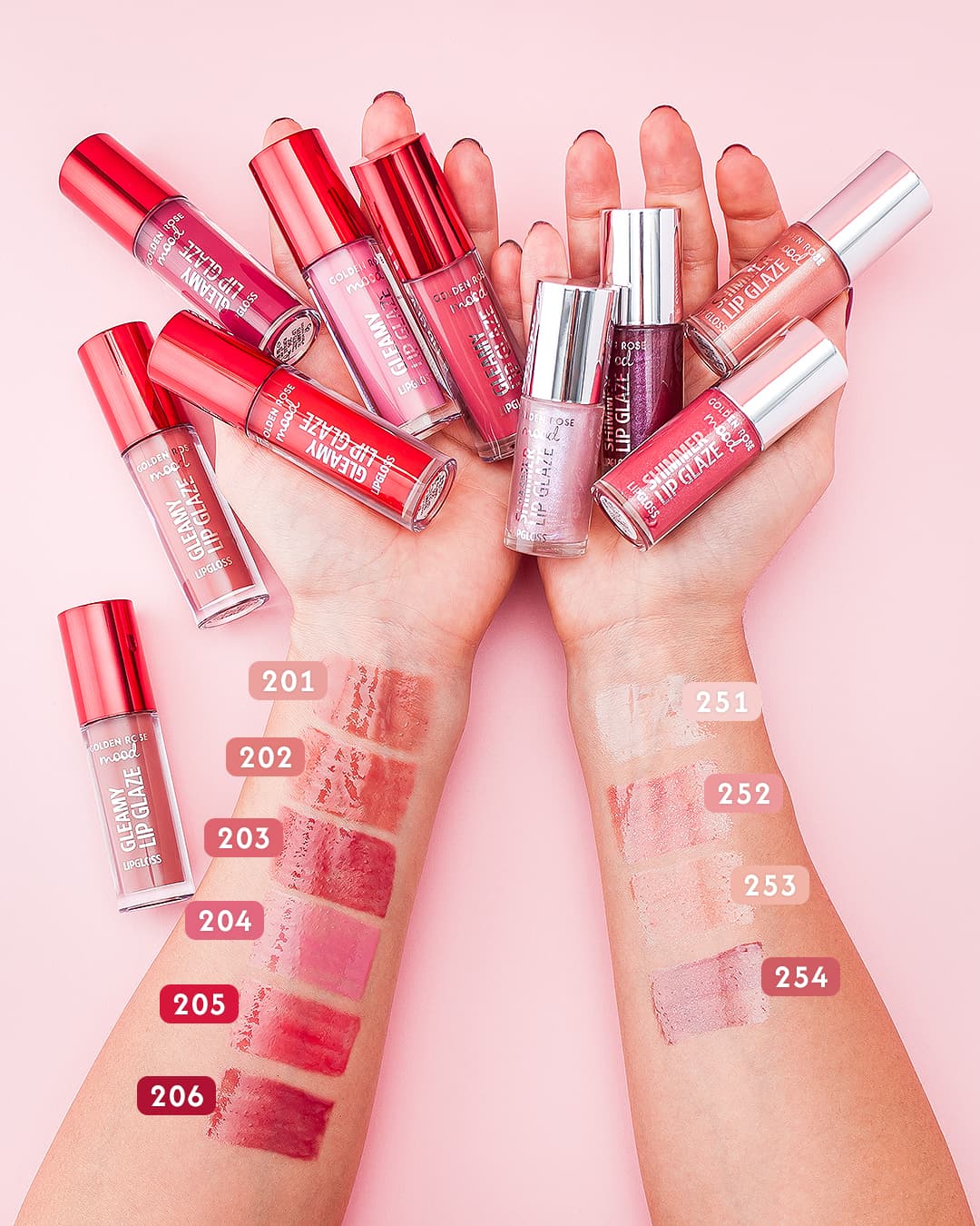 لیپ گلاس گلدن رز Golden Rose سری Gleamy Lip Glaze رنگ Plum Glaze شماره 206 — تصویر ۳