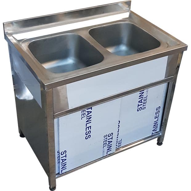 سینک ظرفشویی صنعتی کابینتی دو لگنه یک متری رستورانی