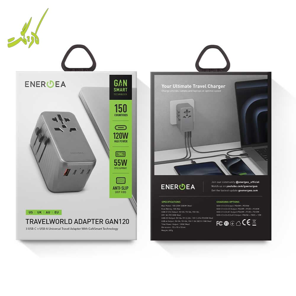شارژر مسافرتی انرژیا Energea TravelWorld Adapter GaN120 — تصویر ۱۲