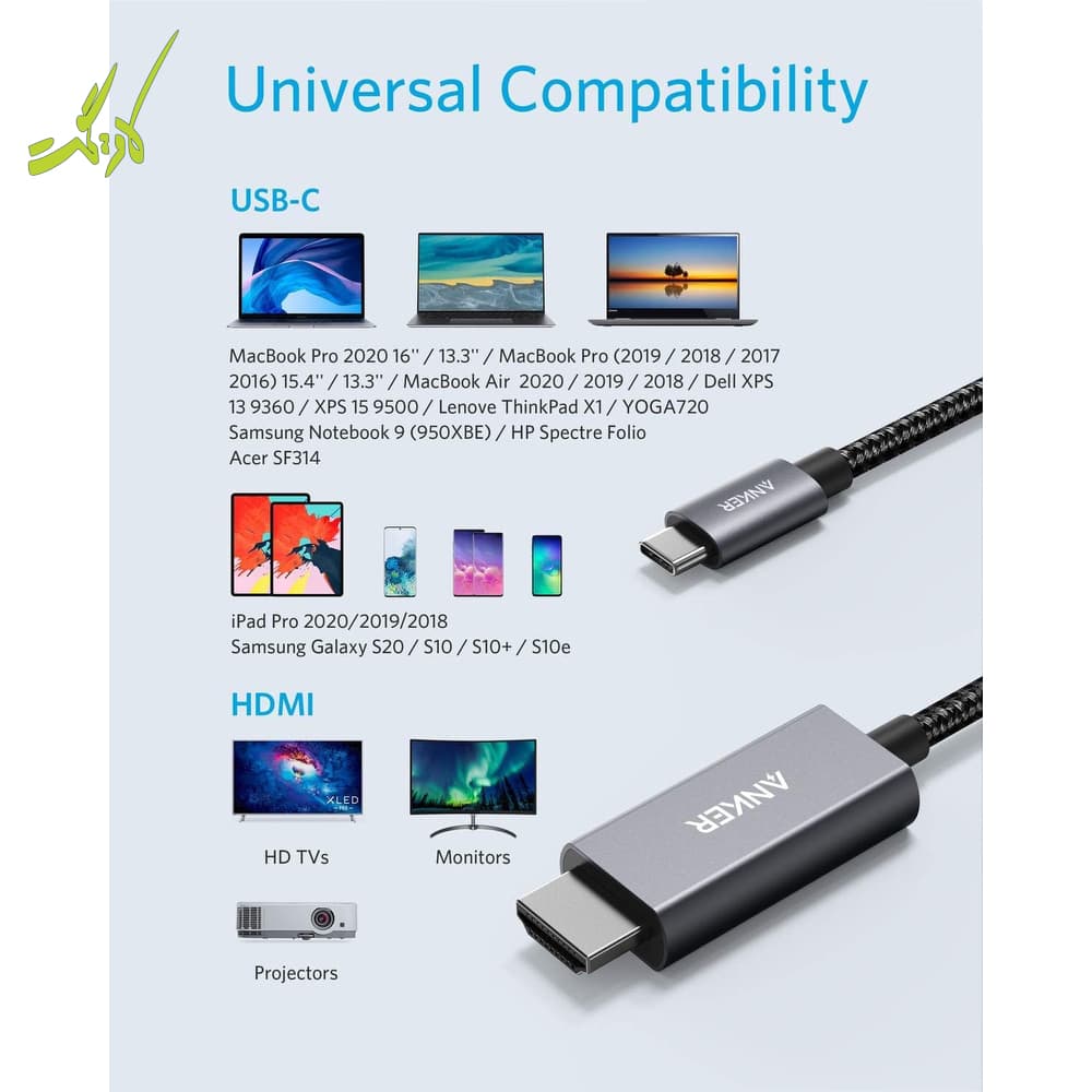 کابل تبدیل USB-C به HDMI انکر Anker USB-C To HDMI 1.8m A8730 — تصویر ۷