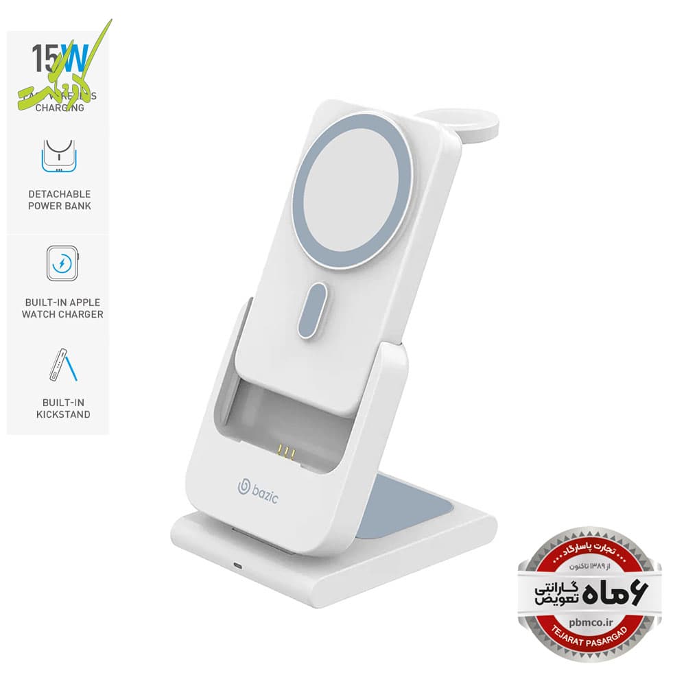 پاوربانک و شارژر وایرلس مگسیف 4 کاره بازیک Bazic GoMag Flex 10K — تصویر ۹