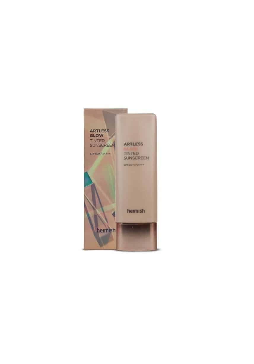 ضد آفتاب رنگی هیمیش HEIMISH مدل ARTLESS GLOW با SPF +50 حجم 40 میل