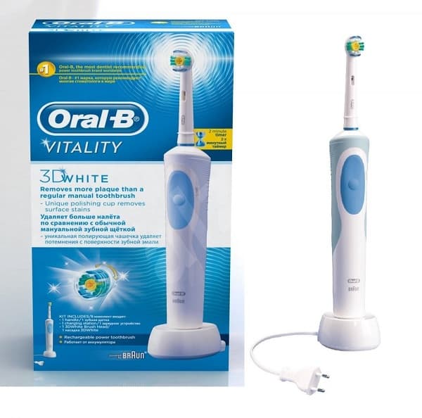 مسواک برقی اورال بی ORAL-B مدل VITALITY 100 3D WHITE رنگ صورتی — تصویر ۴