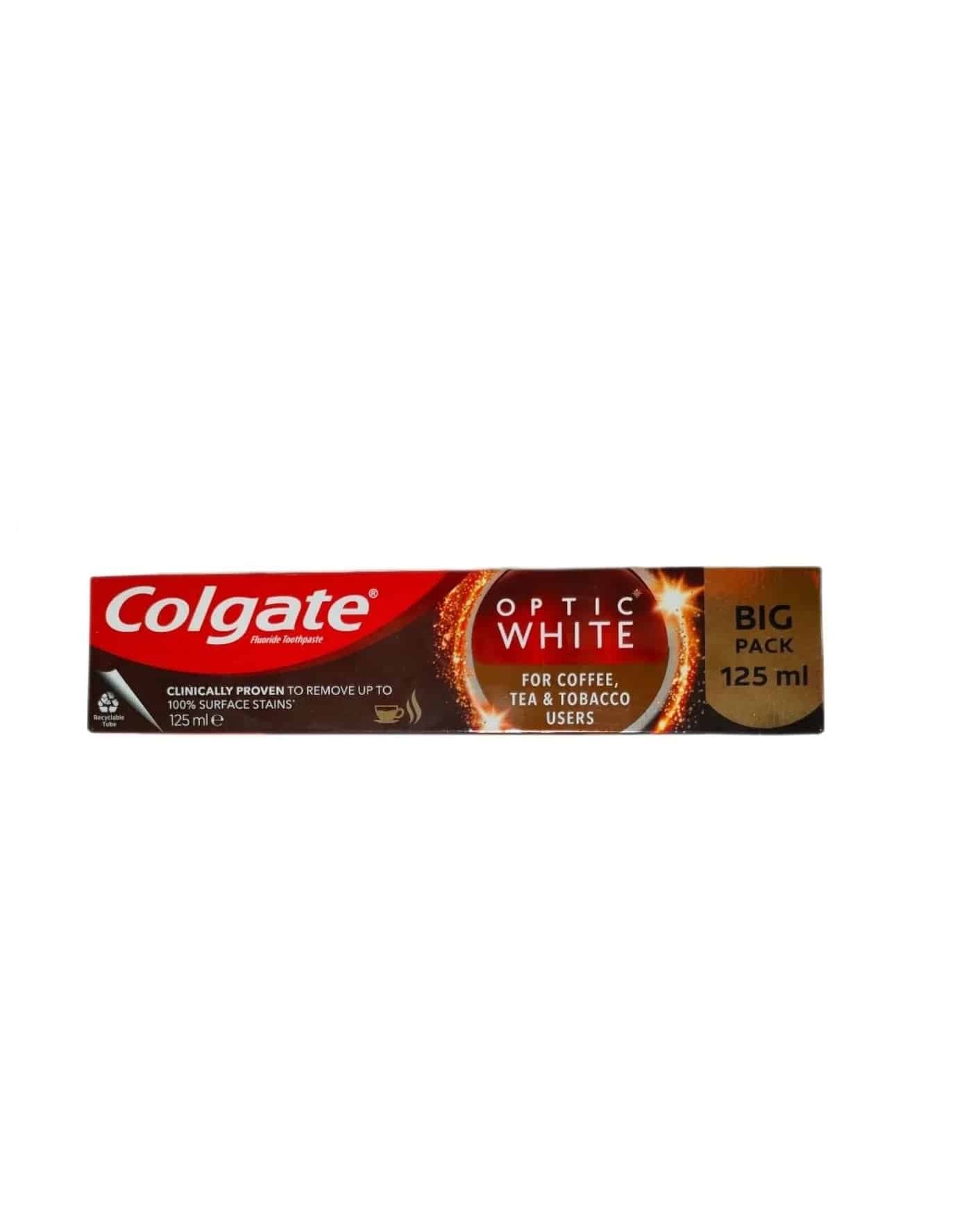 خمیر دندان کولگیت COLGATE مدل OPTIC WHITE سری BIG PACK حجم 125 میل — تصویر ۲