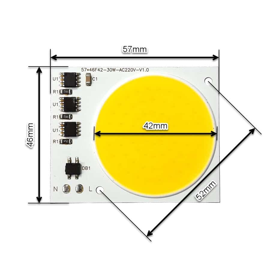 ال ای دی COB مهتابی 30W 220V با درایور داخلی 57X46 میلیمتر — تصویر ۷
