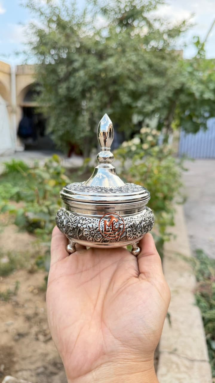 قندان مسی ۳ پایه کروم — تصویر ۱۲