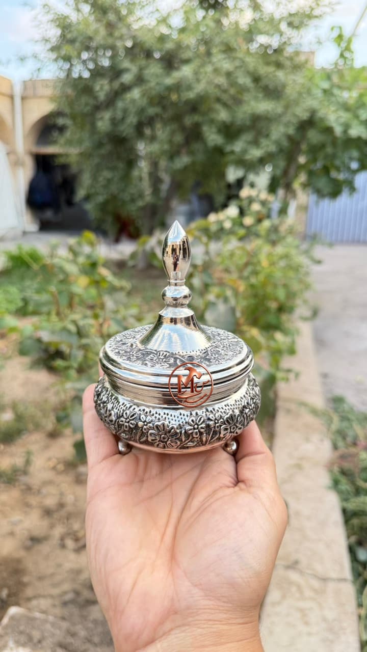 قندان مسی ۳ پایه کروم