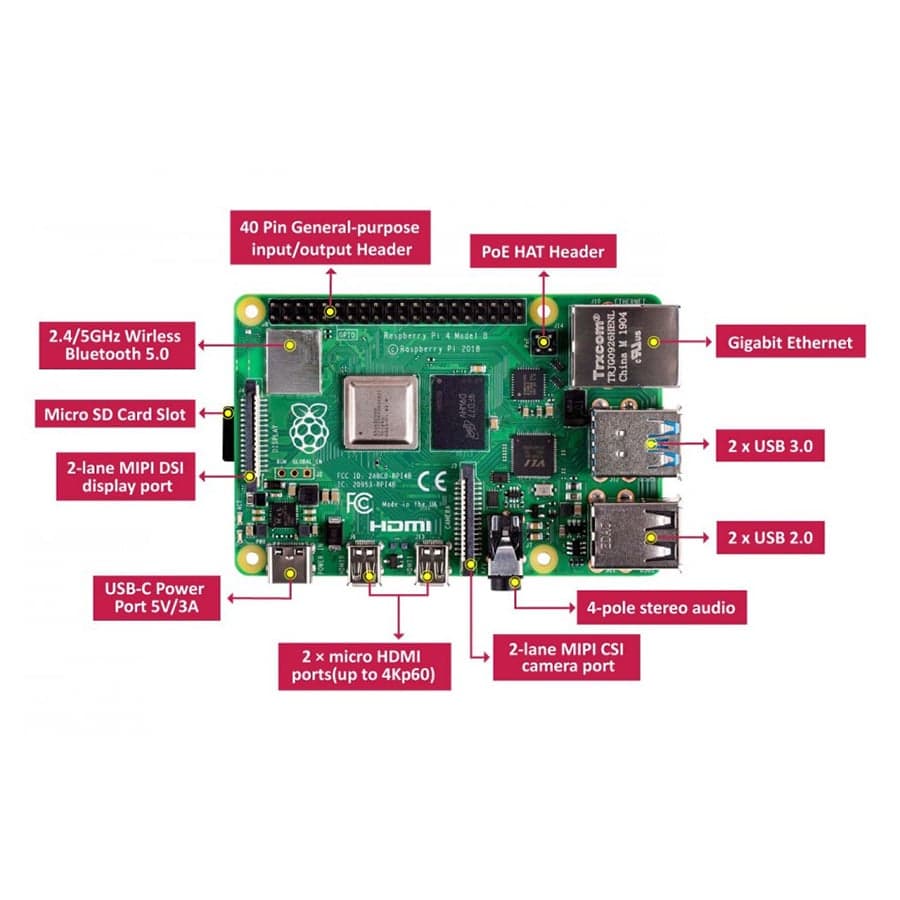 برد رزبری پای Raspberry Pi 4 مدل B رم 1GB تولید انگلستان — تصویر ۵