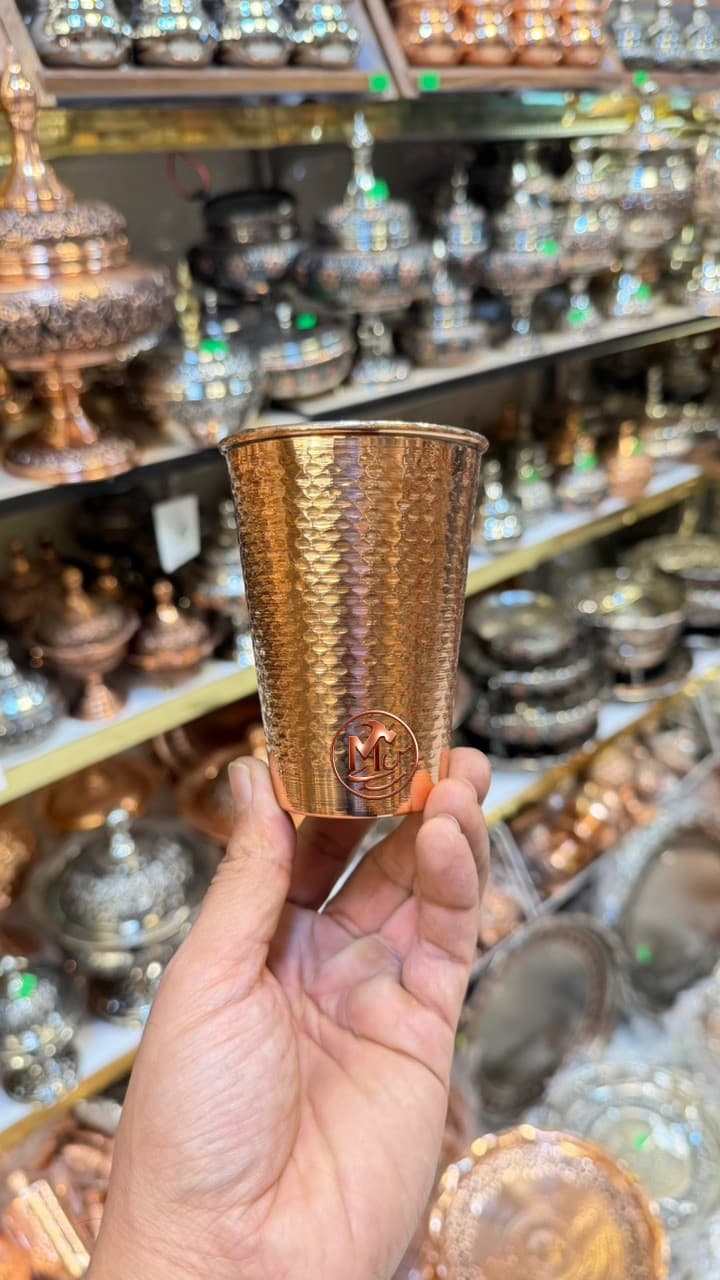 لیوان مسی چکشی بدون دسته
