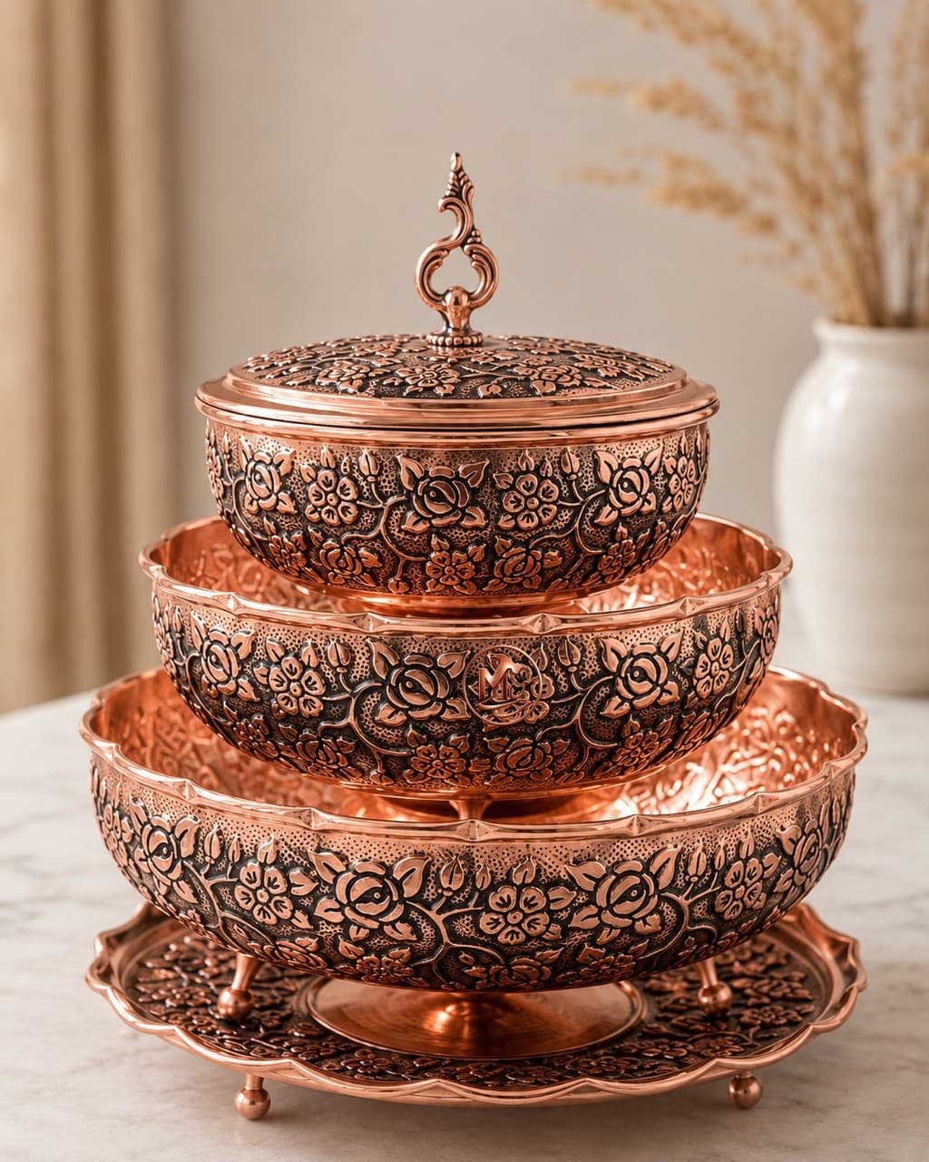 ست گلدیس مسی ۳ پایه — تصویر ۵