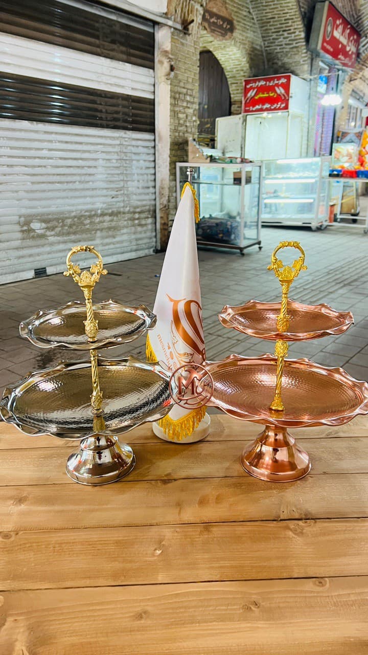 شیرینی خوری ۲ طبقه چکشی مسی