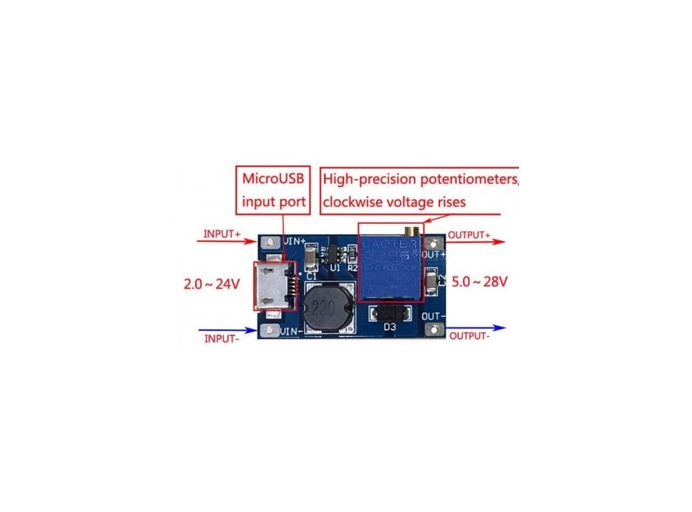 ماژول رگولاتور DC-DC افزاینده 2 آمپر با ورودی میکرو USB — تصویر ۸