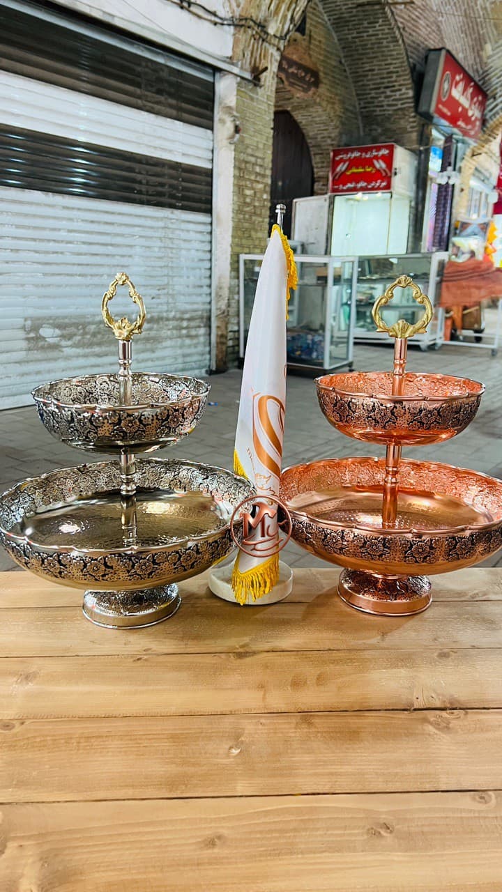 میوه خوری مسی ۲ طبقه گلبرگ