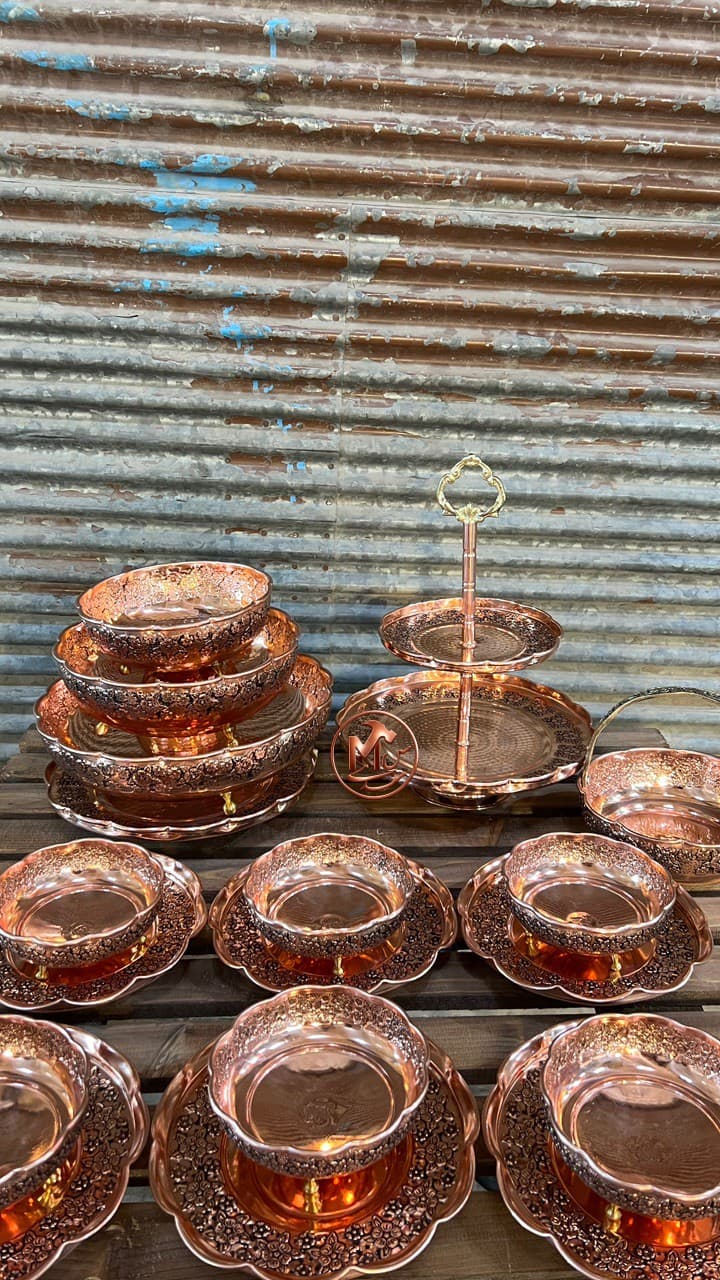 ست پذیرایی گلبرگ ۳ پایه مسی