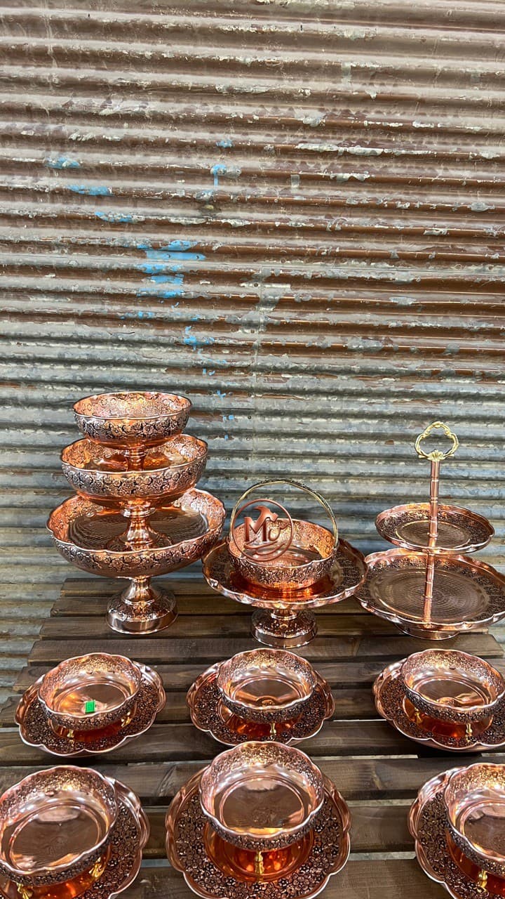 ست پذیرایی گلبرگ تک پایه مسی — تصویر ۷