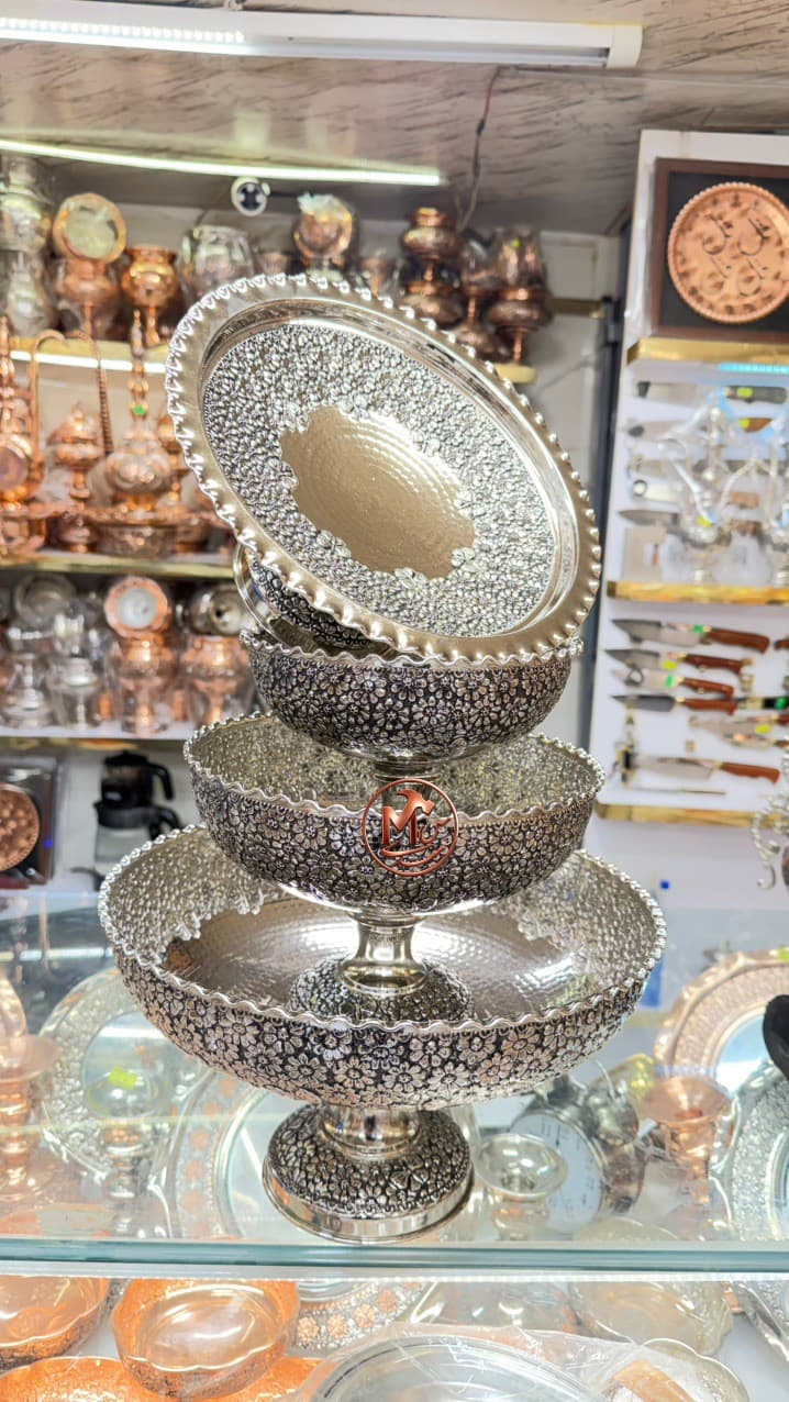 ست پذیرایی مسی کروم ریز گل پرکار