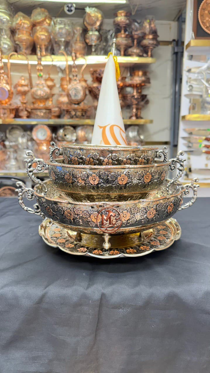 ست مسی الماس تراش ۳ پایه گلبرگی — تصویر ۸