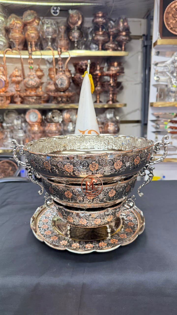 ست مسی الماس تراش ۳ پایه گلبرگی — تصویر ۱۲