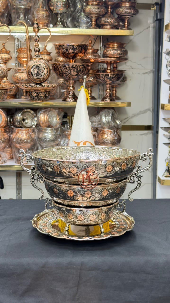 ست مسی الماس تراش ۳ پایه گلبرگی — تصویر ۷