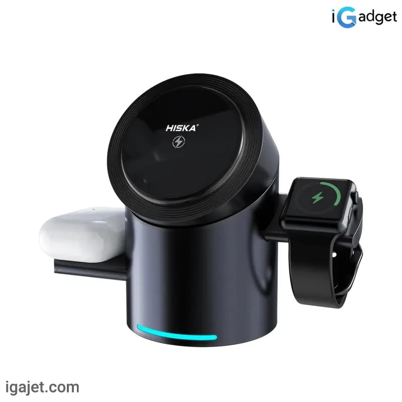 شارژر بی سیم سه کاره ۱۵ وات هیسکا مدل HR-16 — تصویر ۶