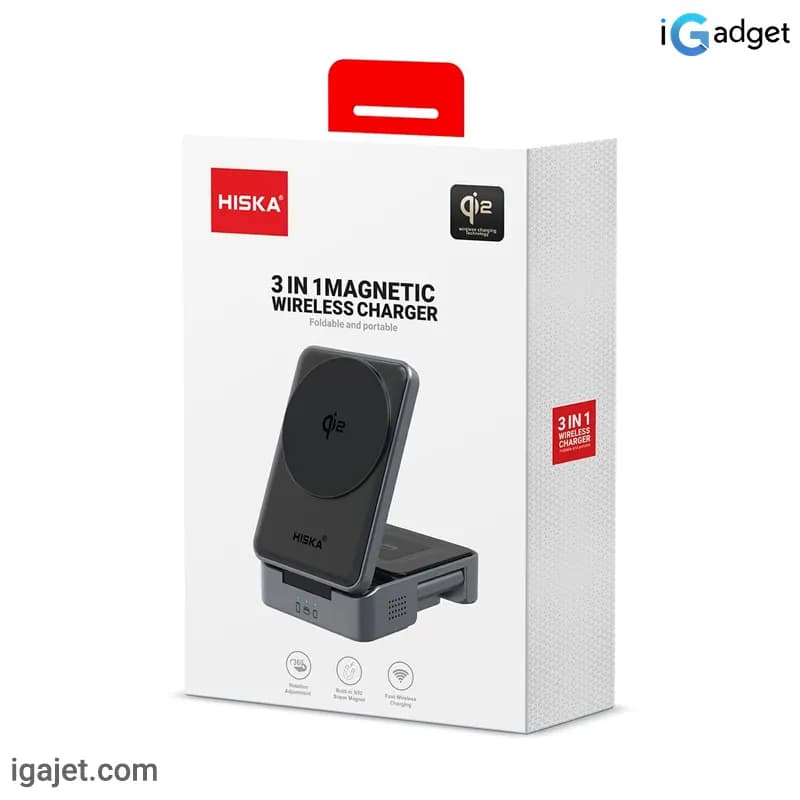 شارژر بی سیم Qi2 سه کاره هیسکا مدل HR-15 — تصویر ۶