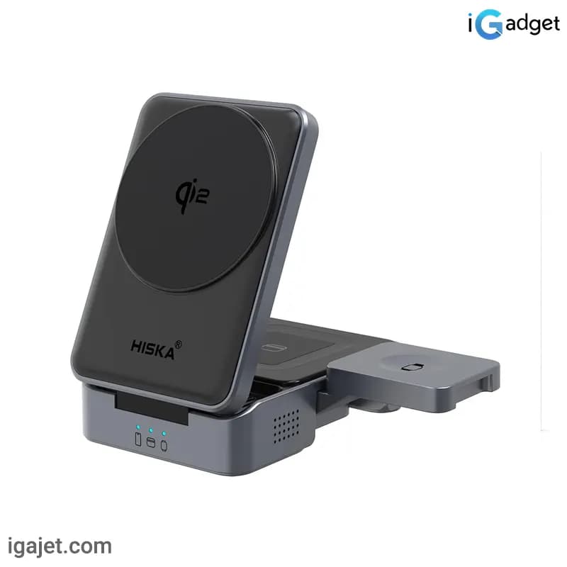 شارژر بی سیم Qi2 سه کاره هیسکا مدل HR-15 — تصویر ۲