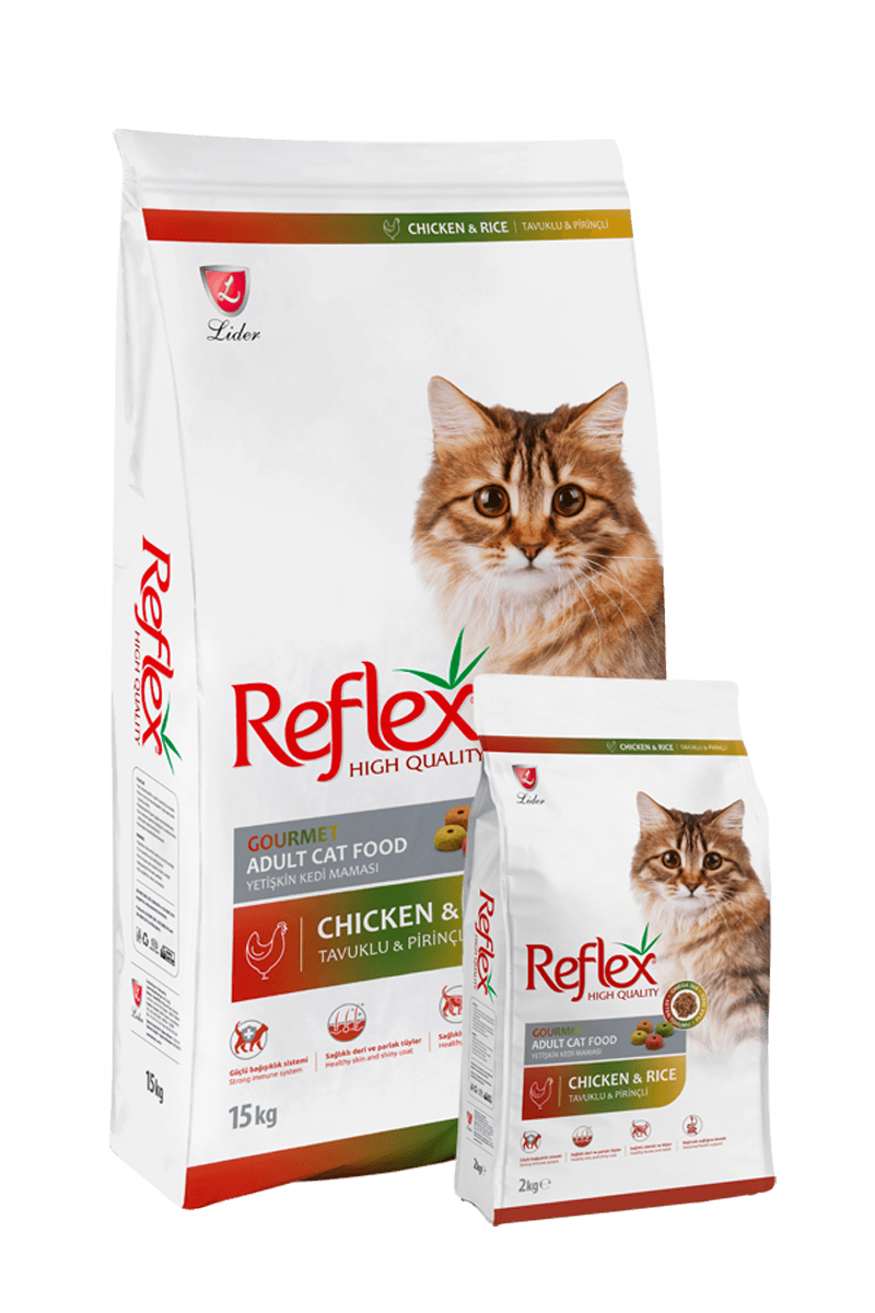 غذای خشک گربه گورمت مولتی کالر رفلکس با طعم مرغ و برنج (وزن 15KG) Gourmet Adult Cat Food_REFLEX