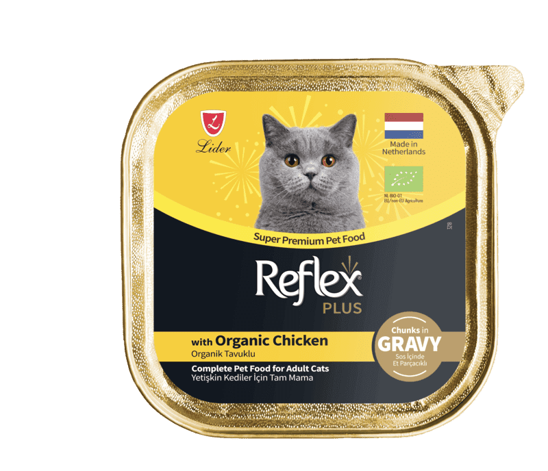 ووم گربه بالغ رفلکس پلاس با طعم مرغ ارگانیک (تکه ای در سس) Reflex plus Gravy with Organic Chicken