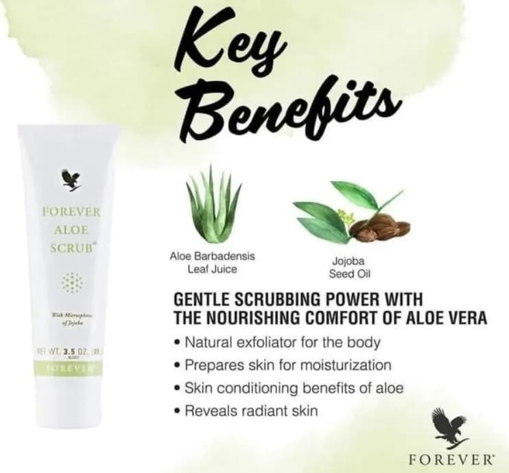 Forever Aloe Scrub | اسکراب آلوئه ورا فوراور؛ لایه‌برداری ملایم برای پوستی نرم، شفاف و شاداب — تصویر ۹