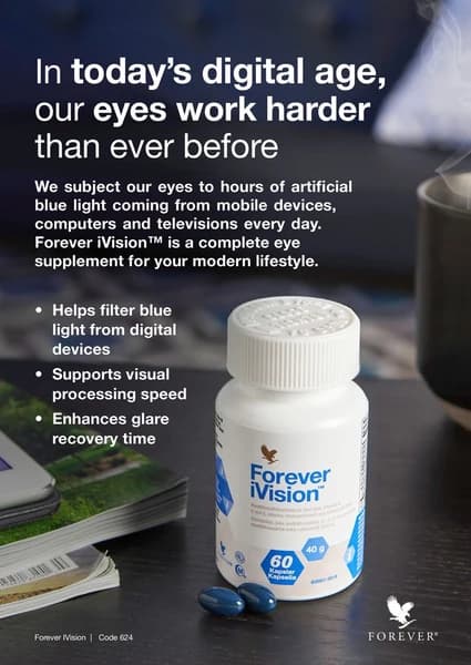 Forever iVision فوراور آی ویژن مکمل سلامت چشم فوراور حاوی لوتئین، زآگزانتین و بیلبری — تصویر ۳