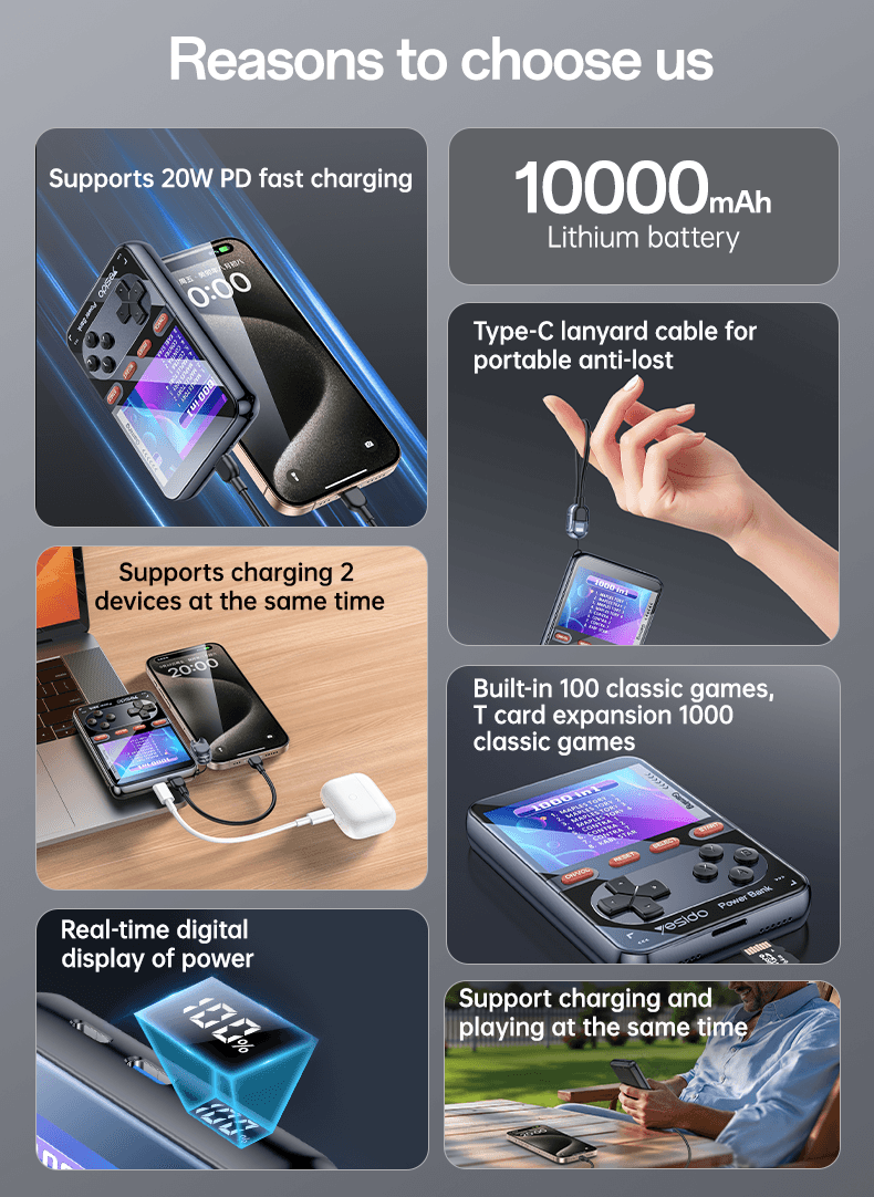 پاوربانک و کنسول بازی یسیدو PD+QC YESIDO YP87 ظرفیت 10000 میلی آمپر ساعت — تصویر ۴