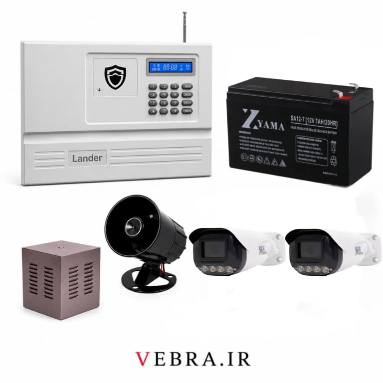 پکیج دزدگیر اماکن لندر H90 Plus با دو دوربین تشخیص انسان رله‌ای (باسیم) + باتری بکاپ + آژیر — تصویر ۳