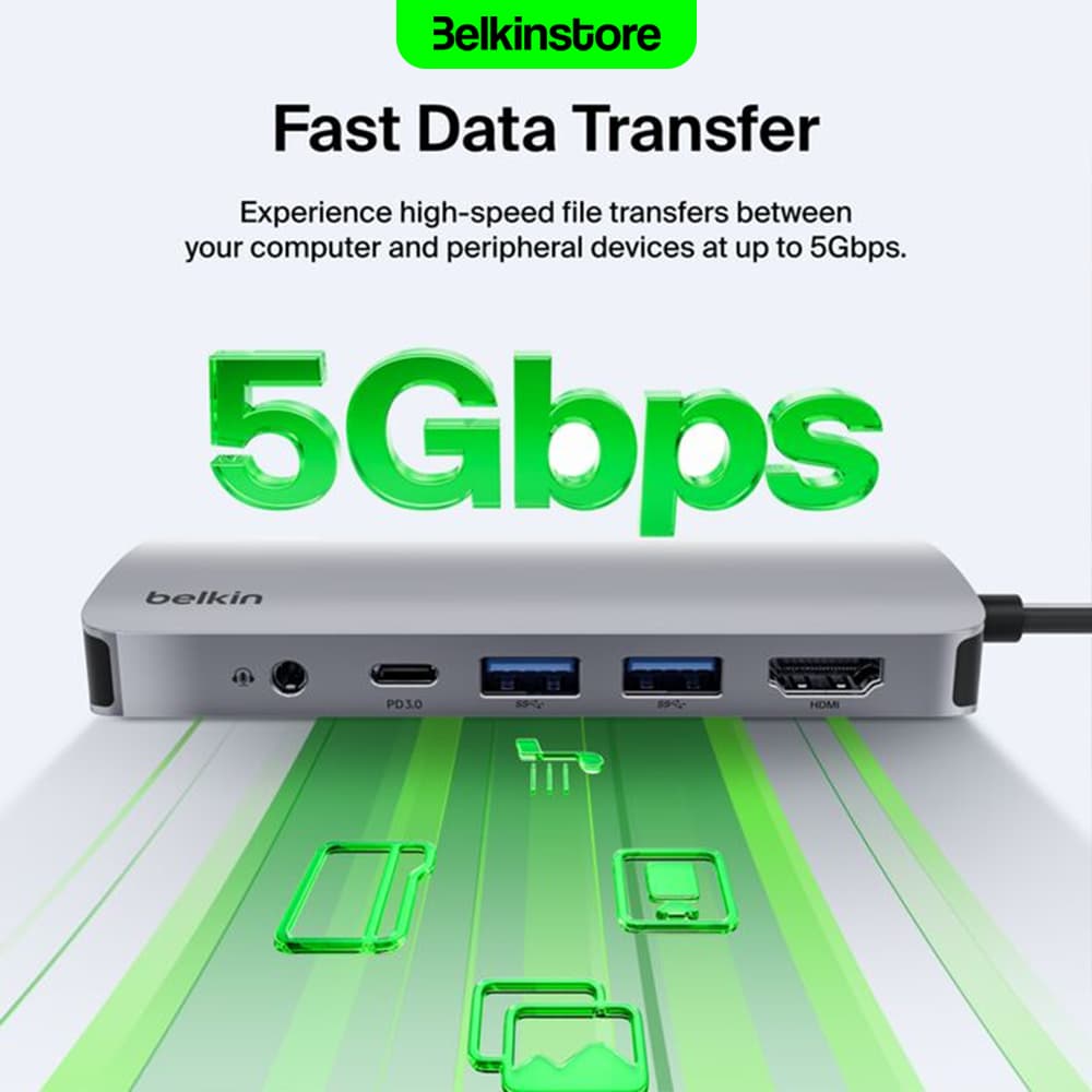 هاب 7 پورت تایپ سی بلکین (نسخه 2) – Connect USB-C 7-in-1 Multiport Hub AVC009fqSGY-V2 — تصویر ۷
