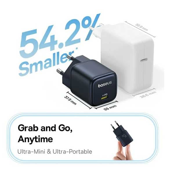 آداپتور شارژ دیواری 45 وات بیسوس Baseus PicoGo Fast Charger CCGAN45CE — تصویر ۸
