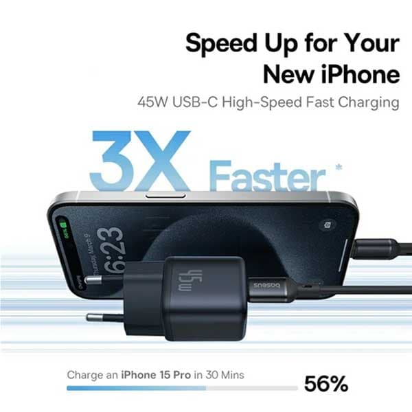 آداپتور شارژ دیواری 45 وات بیسوس Baseus PicoGo Fast Charger CCGAN45CE — تصویر ۷