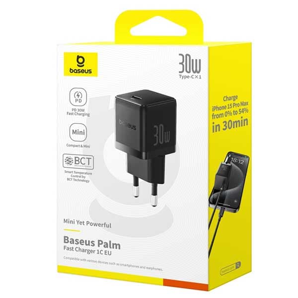 آداپتور شارژ 30 وات بیسوس Baseus 30W Type-C Palm Fast Charger CCZC30CE — تصویر ۹