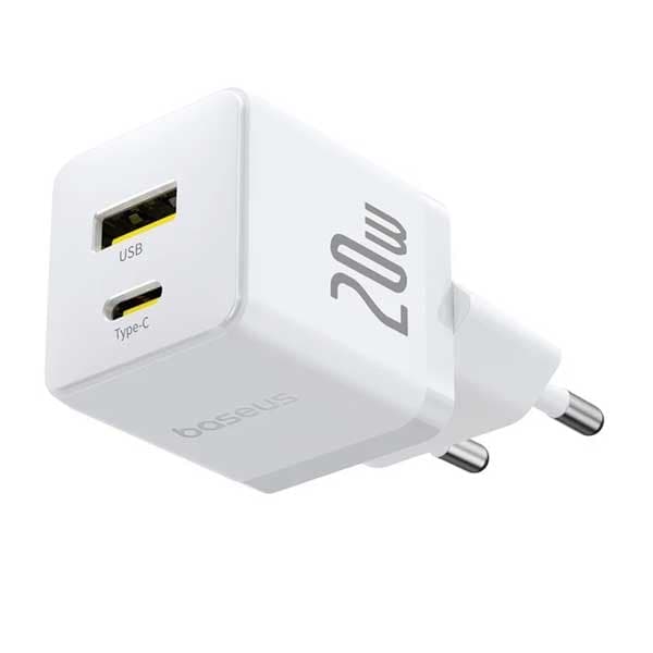 آداپتور شارژ 20 وات دو پورت با کابل بیسوس BASEUS Palm USB+Type-C Dual Port CCZC20UE — تصویر ۱۰